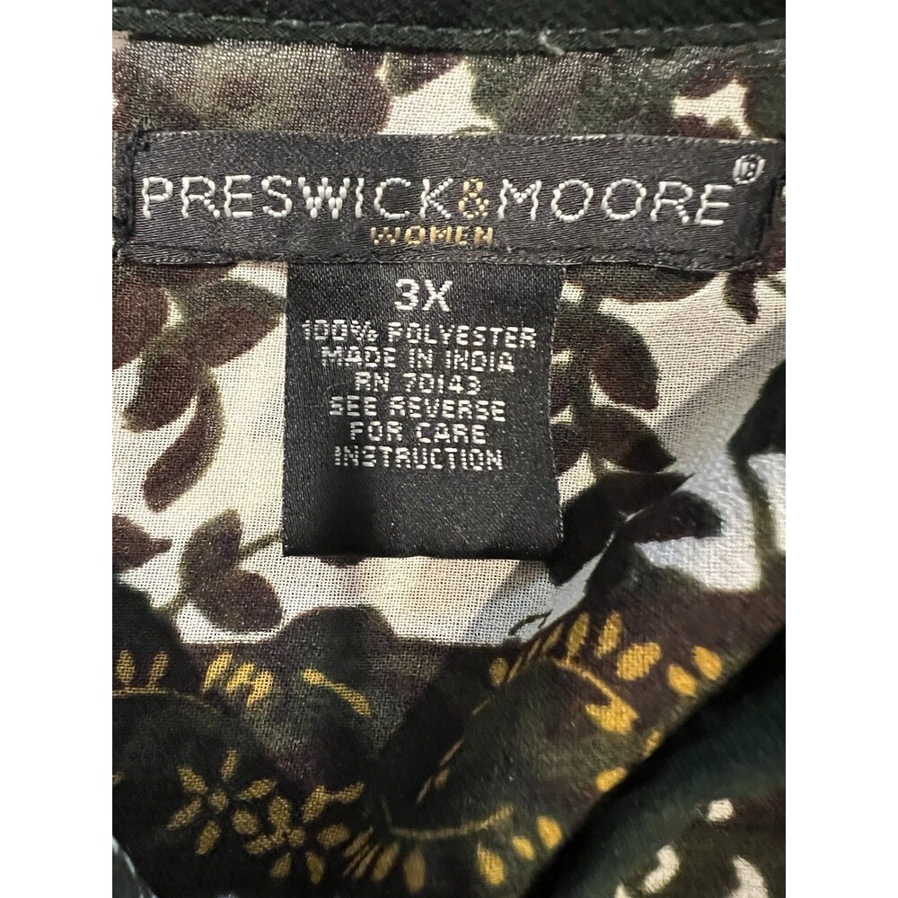 Preswick & Moore Green & Cream Plus Size floral print Blouse top shirt 3X - Picture 5 of 6